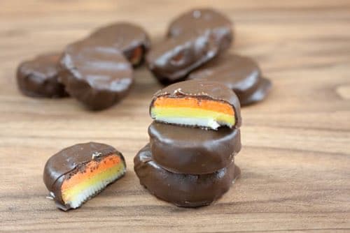 Candy Corn Patties Dipped in Chocolate