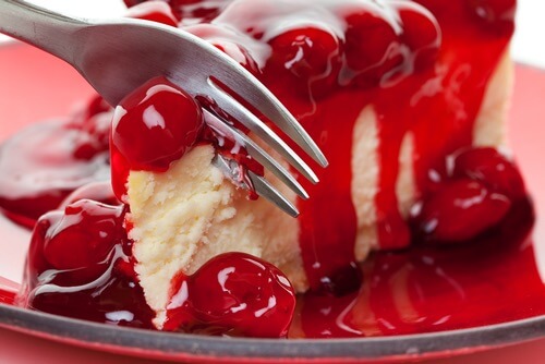 Homemade Cheesecake With a Cherry Topping