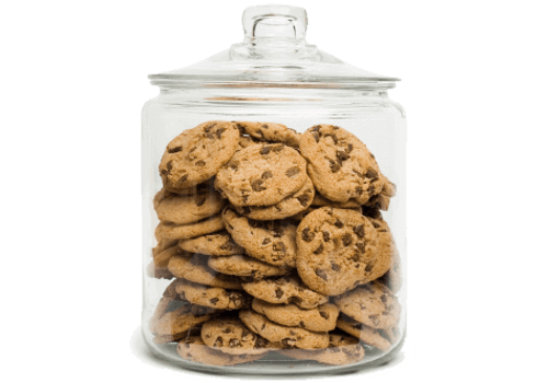 Chocolate Chip Cookies in a Glass Cookie Jar