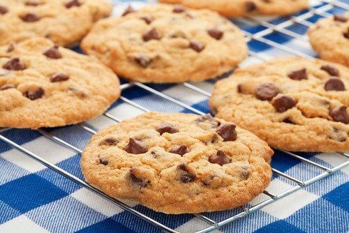 Chocolate Chip Cookies Cooling On a Rack