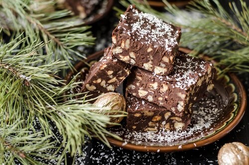 Chocolate Nut Christmas Squares