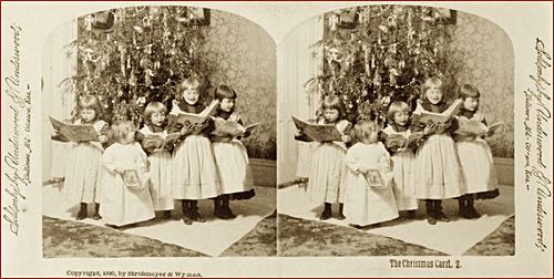 Stereoscopic Photo of Children Singing Carols