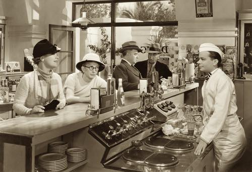 Customers at a Drug Store Soda Fountain