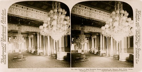 Stereoscopic Image Of The White House East Room In Washington, DC, 1902