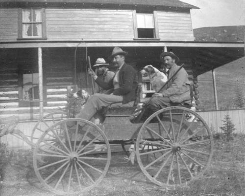 John Ware, Ernest Leopold Bell, and Friend in Alberta, circa 1900