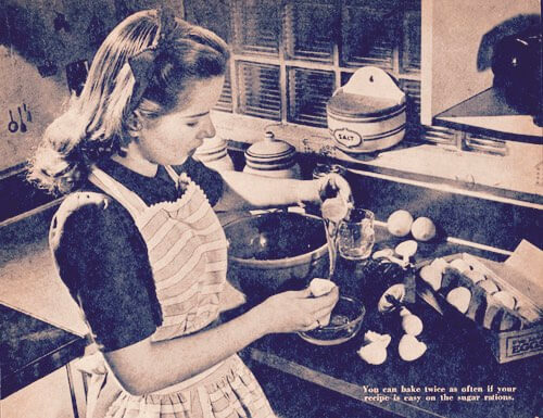 Teenage Girl Making Vintage Vanilla Cupcakes