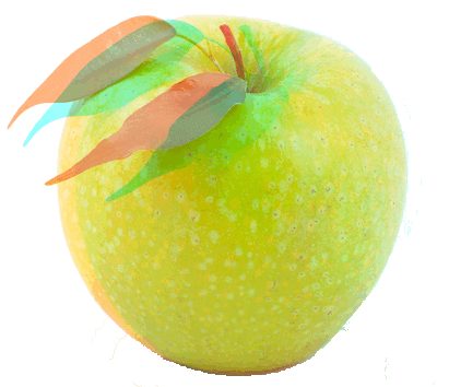 Ripe Green Apple in Anaglyph 3D