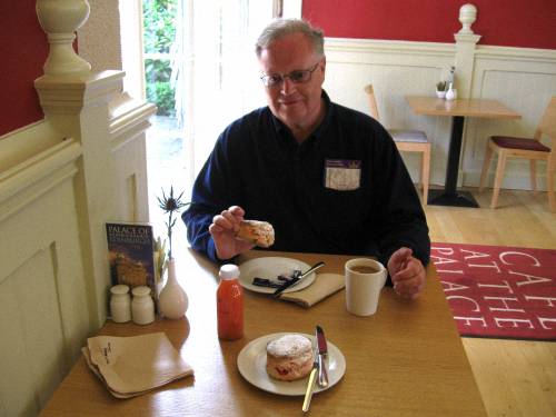 Don Bell Enjoying a Scottish Fruit Scone