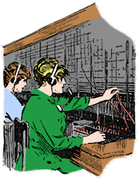 Vintage Illustration of Old Time Telephone Operators