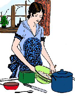 Vintage Housewife Mixing a Pudding