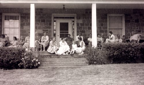 McIlmoyle Family Gathering for Sunday Lunch on the Verandah of Their Selwyn, Ontario Home