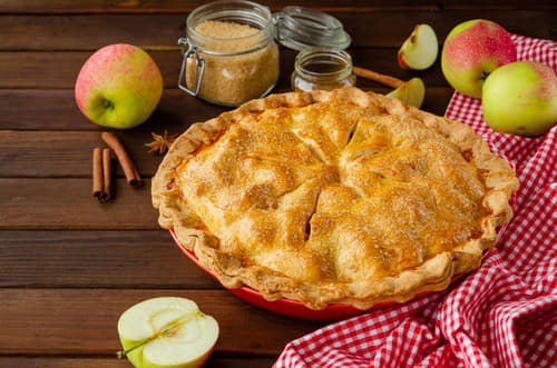 Old Fashioned Apple Pie Ready to Cut