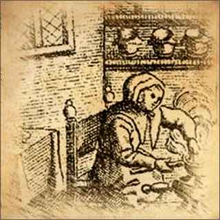 Historical Illustration Depicting Renaaissance Custard Making