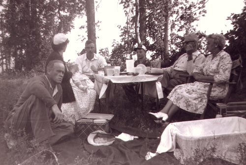 Sayer Family Enjoying a Picnic at Rice Lake, Ontario, in 1955