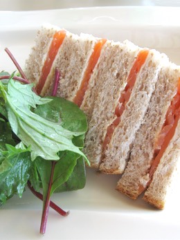 Smoked Salmon Sandwiches Served with a Green Salad