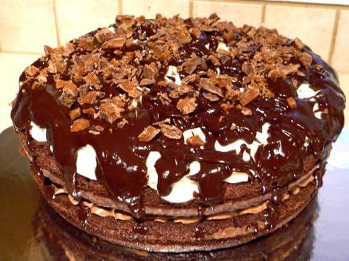 Sprinkle Chocolate Bar Pieces onto Cake