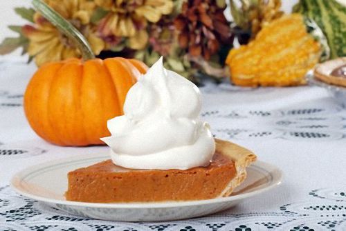 Slice of Homemade Thanksgiving Pumpkin Pie