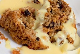 Carrot Pudding with Custard Sauce