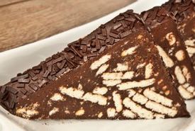 Chocolate Biscuit Cake Slices on a Plate