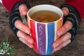 Hot Beverage in a Colorful Mug