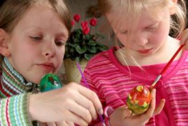 Children Decorating Easter Eggs