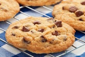 Chocolate Chip Cookies On a Cooling Rack