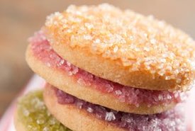 Refrigerator Cookies Decorated with Icing and Granulated Sugar