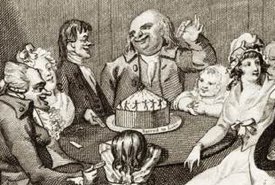 Illustration of a Twelfth Night Cake Being Enjoyed