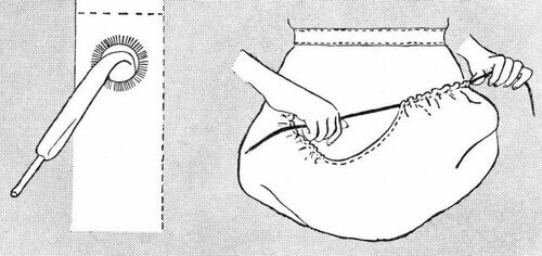 Illustration Showing How Shoestrings are Threaded Through the Apron's Side Casings