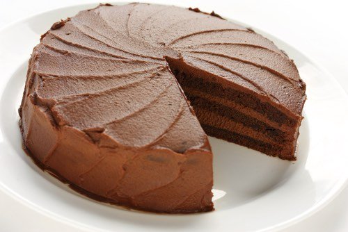 Devil's Food Cake On a Serving Plate