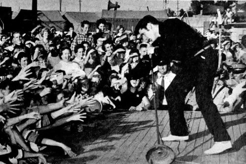 Elvis Presley Singing to Excited Crowd In 1956