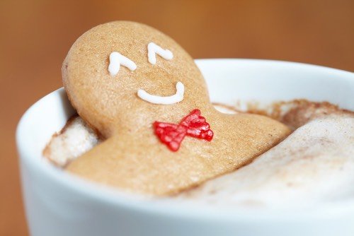 Gingerbread Man Cookie in Hot Chocolate