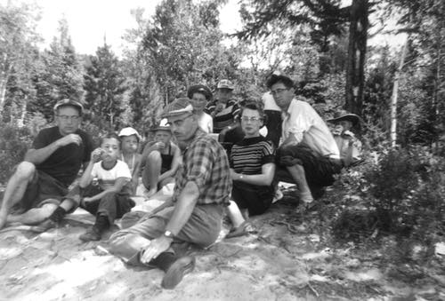 Family and Friends Picnicking at Hicks Lake, Hastings Highlands, Ontario, in 1958