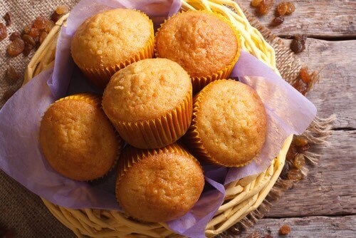 Basket of Homemade Orange Muffins