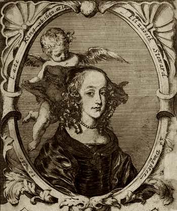 Antique Woodcut of HRH Princess Elizabeth Stuart of England