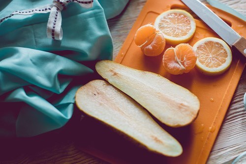 Sliced Pear, Orange, and Tangerine