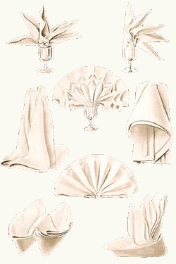 Linen Table Napkins in Creative Napkin Folds