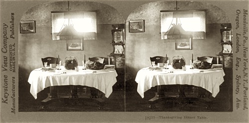 Stereoscopic Image of a Thanksgiving Dinner, circa 1923