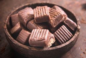 Bowl of Chocolate Caramel Candies