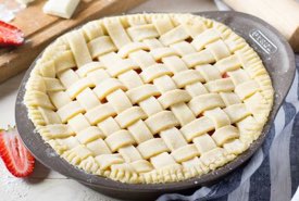 Homemade Lattice Pie Crust Ready for the Oven