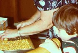 Cutting Homemade Peanut Butter Marshmallow Squares