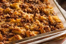 Bread Pudding with Raisins and Chopped Nuts