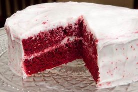 Homemade Red Velvet Cake with Slice Missing