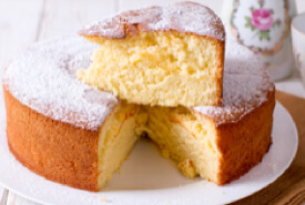 Homemade Sponge Cake Dusted with Icing Sugar