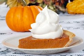 Thanksgiving Pumpkin Pie with Whipped Cream Topping