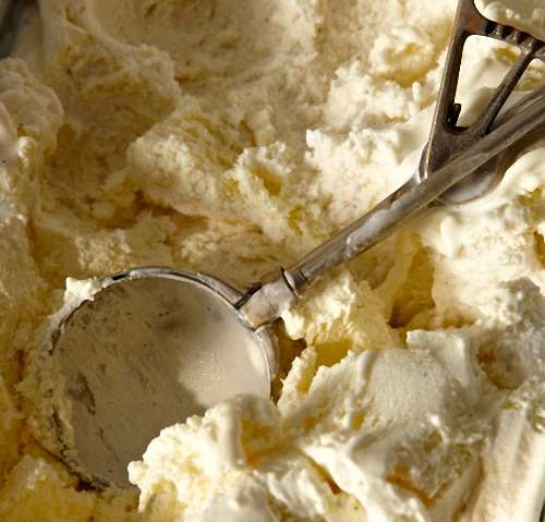 Scooping Homemade Vanilla Ice Cream